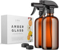 Amber Glass Spray Bottles 2 Pack, 16 oz Refillable Empty Spray Bottle for Cleaning, Essential Oils, Hair, Plants