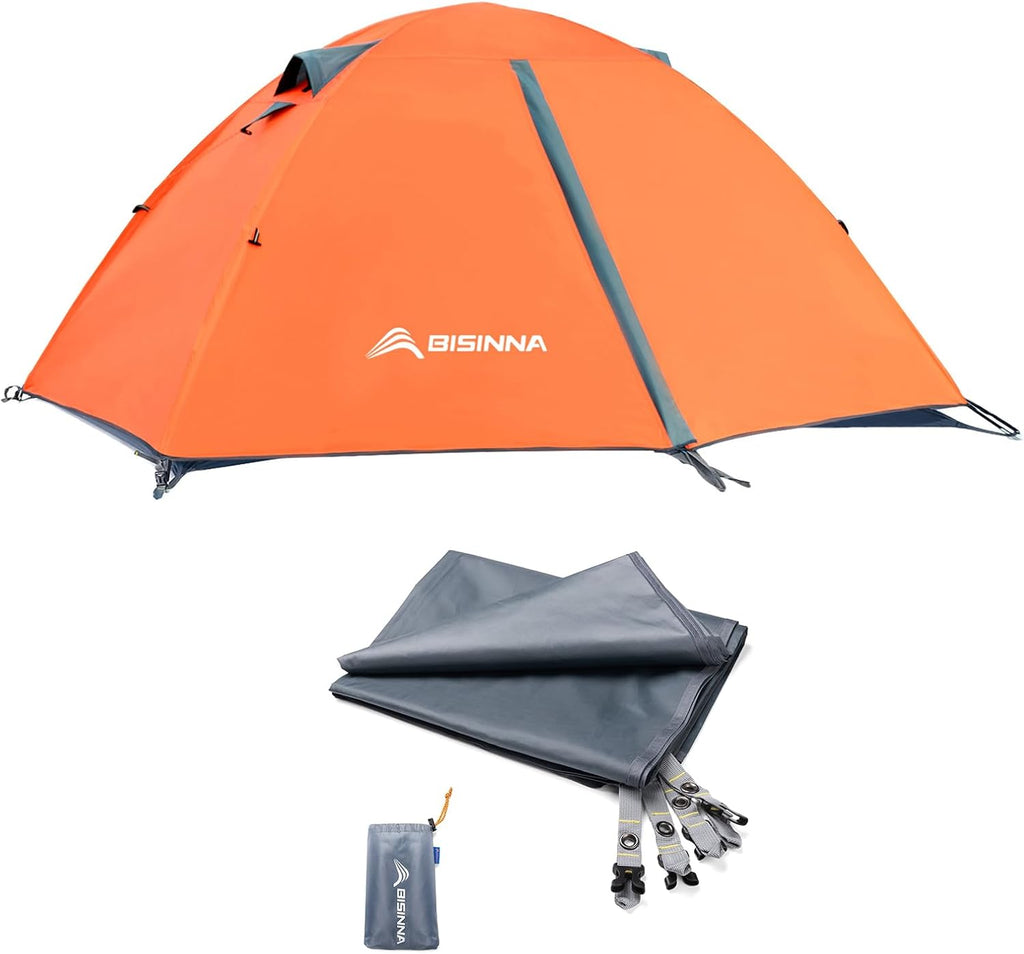 4 Person Backpacking Tent with Matching 4 Person Tent Footprint,Easy Setup Tent with Waterproof Camping Tarp for
