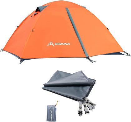 4 Person Backpacking Tent with Matching 4 Person Tent Footprint,Easy Setup Tent with Waterproof Camping Tarp for