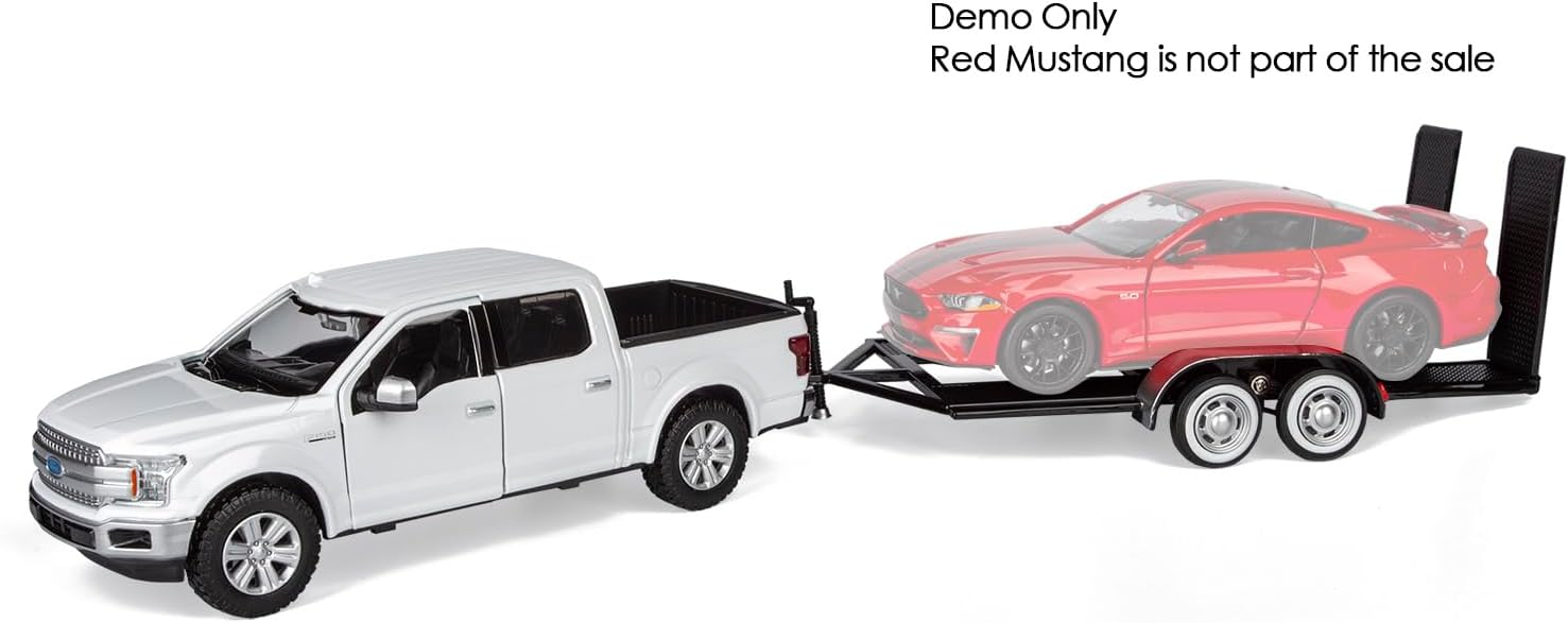 2019 Ford F-150 Lariat Crew Cab Pickup Truck with a Car Hauler, Truck & Tow Trailer Combo - 1/27 Scale Diecast Model