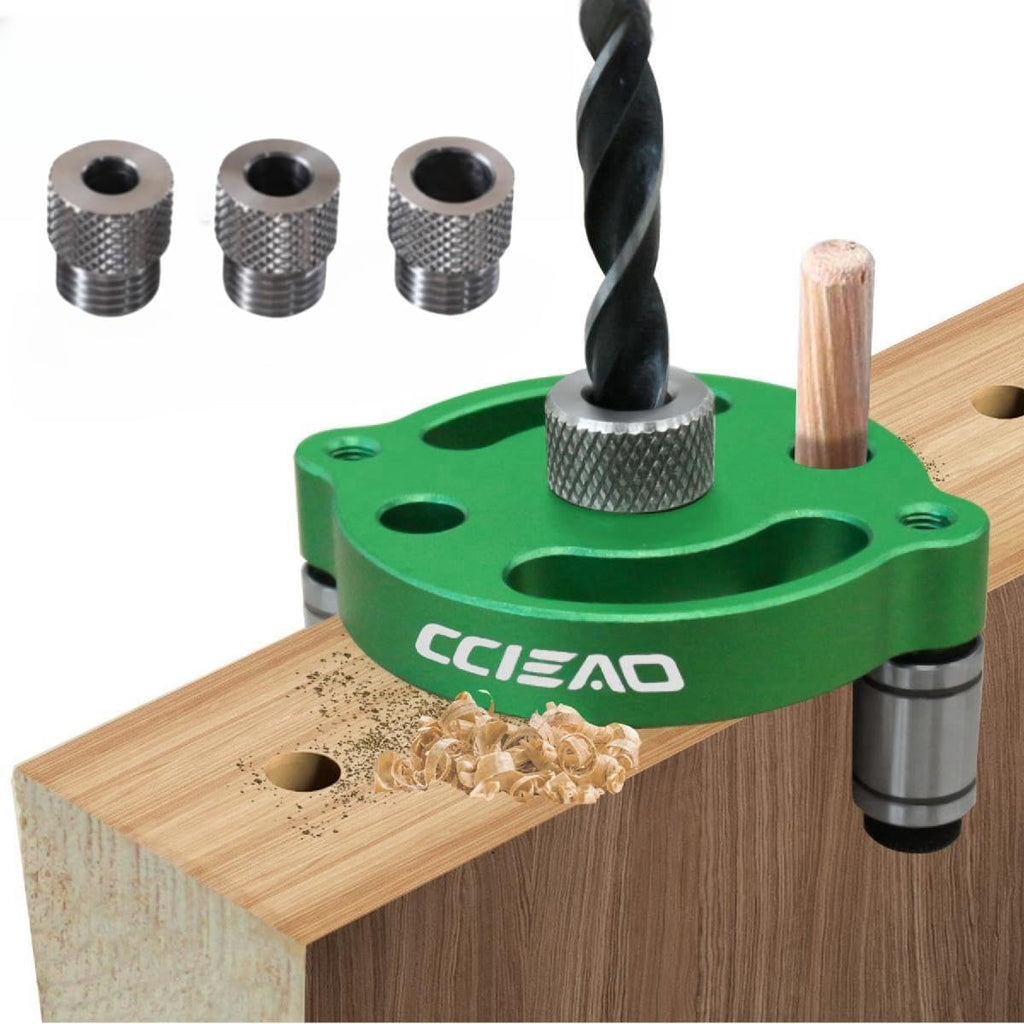 Self Centering Doweling Jig with Drill Bushings, Pocket Hole Jig Kit Dowel Drill Guide Straight Holes Puncher Dowel
