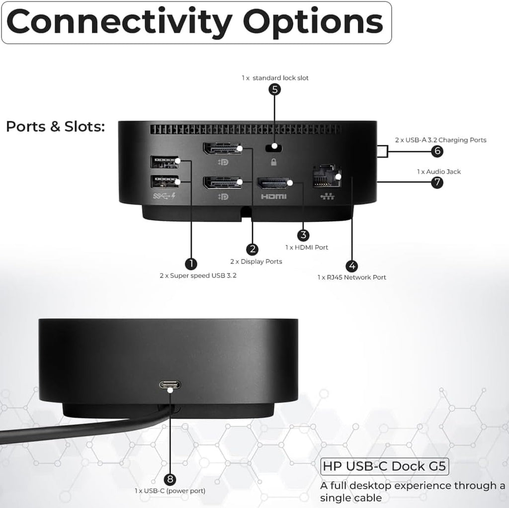 HP USB-C Dock G5 and Charging Bundle - HP Docking Station Dual Monitor 5TW10AA / 5TW10UT / 5TW10AA#ABB with 120W