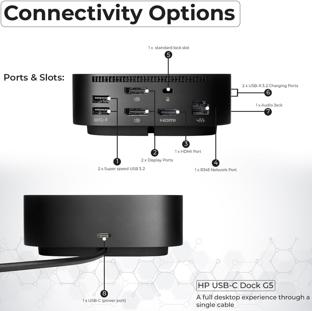 HP USB-C Dock G5 and Charging Bundle - HP Docking Station Dual Monitor 5TW10AA / 5TW10UT / 5TW10AA#ABB with 120W