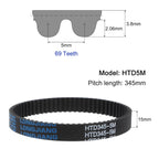 uxcell HTD5M-345 Rubber Timing Belt 69 Teeth Closed Loop Pulley Timing Belt 15mm Width, 345mm Pitch Length Synchronous Belt