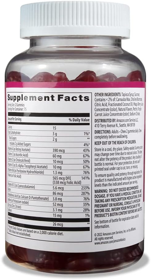 Adult Multivitamin Gummies, Mixed Berry & Cherry Flavors, 150 Count, 75-Day Supply, Pack of 1 (Previously Solimo)