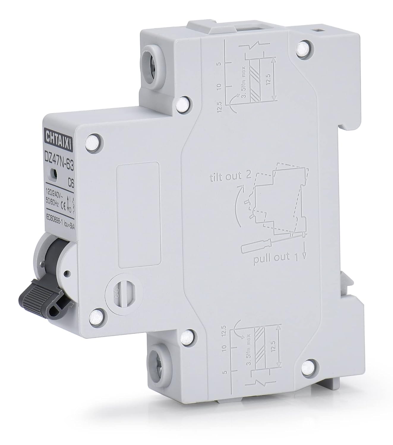 AC Miniature Circuit Breaker, 20 Amp 120V/240V 1 Pole | DIN Rail Mount, Thermal Magnetic Trip, Solar AC Disconnect
