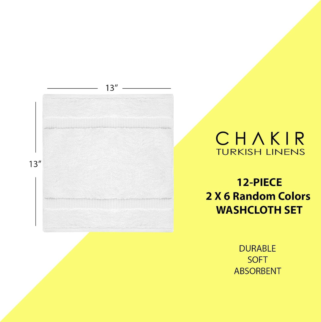 100% Cotton 12-Pack Washcloths 13x13, Multicolor | 100% cotton washcloths, 12-pack 13x13, OEKO-TEX certified, soft