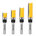 Professional Pattern Flush Trim Router Bit Set with 1/4 inch Shank | 4Pcs 1/2" Cutting Diameter Carbide Bits with Top