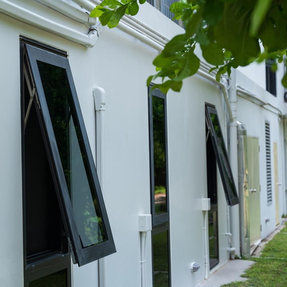 Hopper Window for Basement Bathroom, Aluminum Frame and Tempered Glass, 50mm Profiles, Soundproof and Thermal