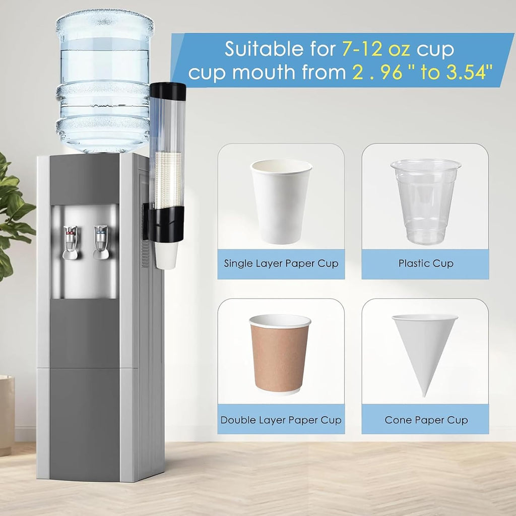 Cup Dispenser Holder for 7oz - 12oz Paper Plastic Cups, Black Large