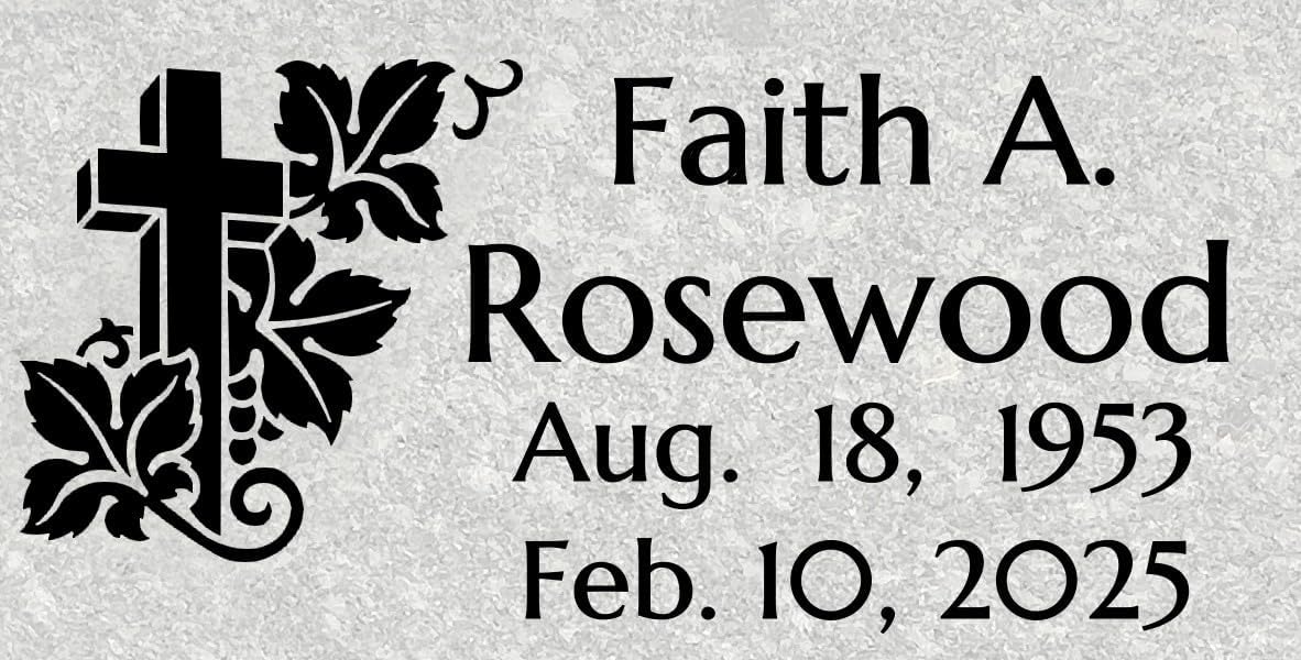 Custom Engraved Grey Granite Headstone | Personalized Memorial Grave Marker with Design Option 16x8x3