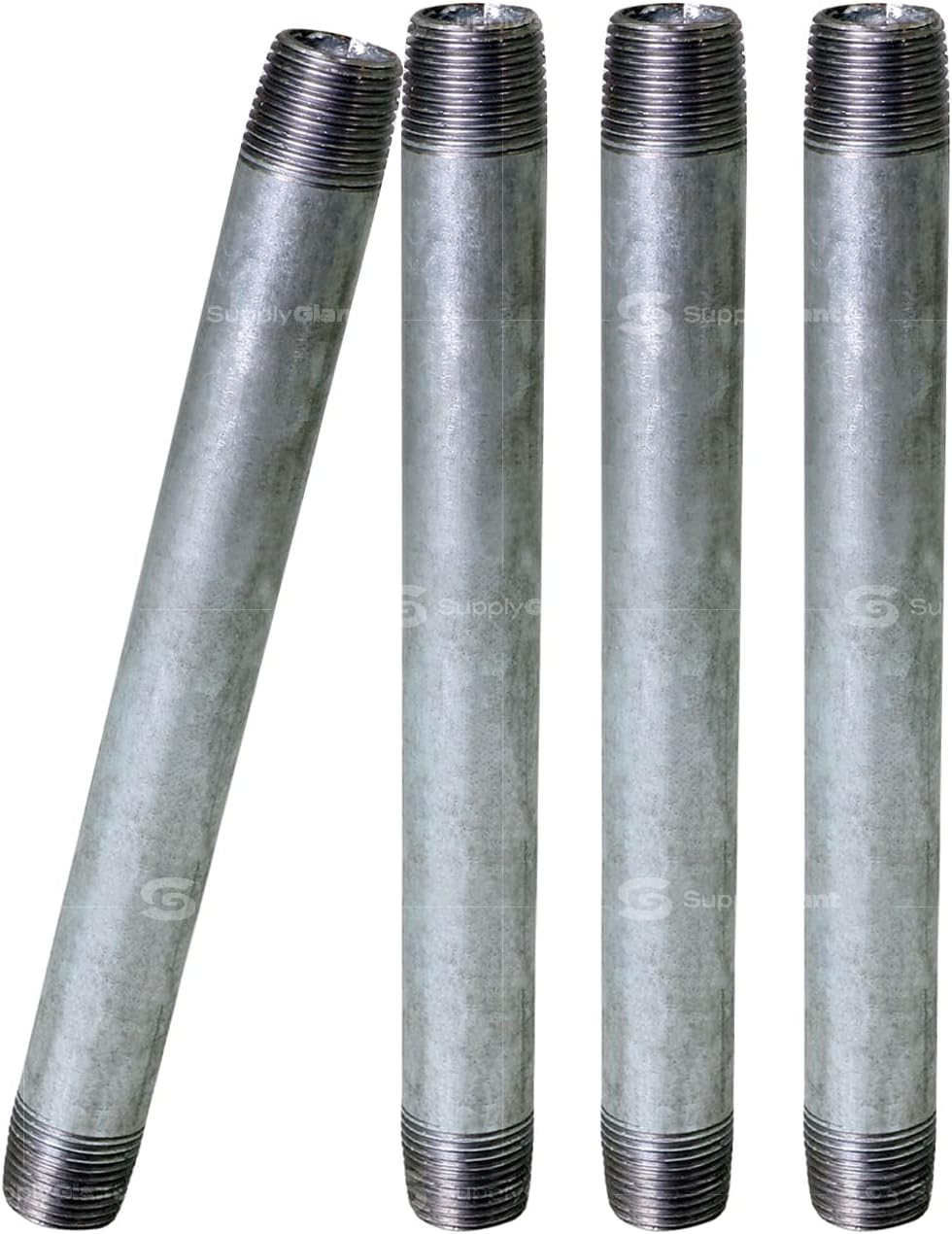 SUPPLY GIANT OQHM1212 12" Long Galvanized Steel Nipple Pipe Fitting with 1/2" Nominal Size Diameter, Single Unit