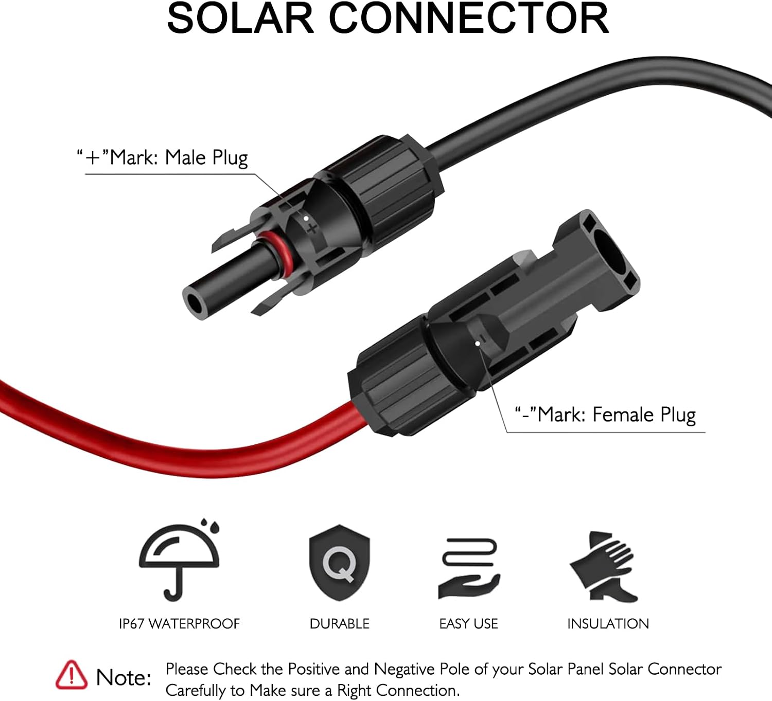 6 in 1 Solar Extension Cable XT60 Anderson DC Adapters 3.6FT | Pure copper, IP67 waterproof, 12AWG 16AWG. Connects