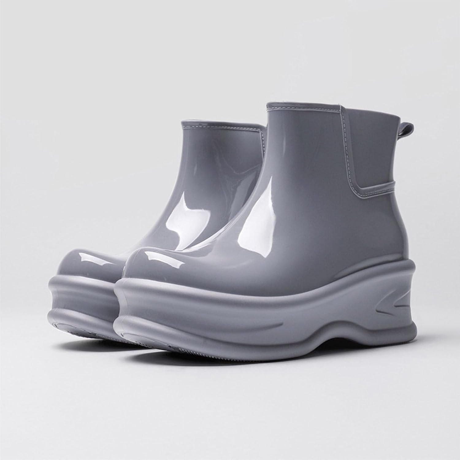 Women's Mens Waterproof Chelsea Ankle Boots Slip On Thick Lug Sole Garden Booties Mid Calf Short Rain Boots Non Slip