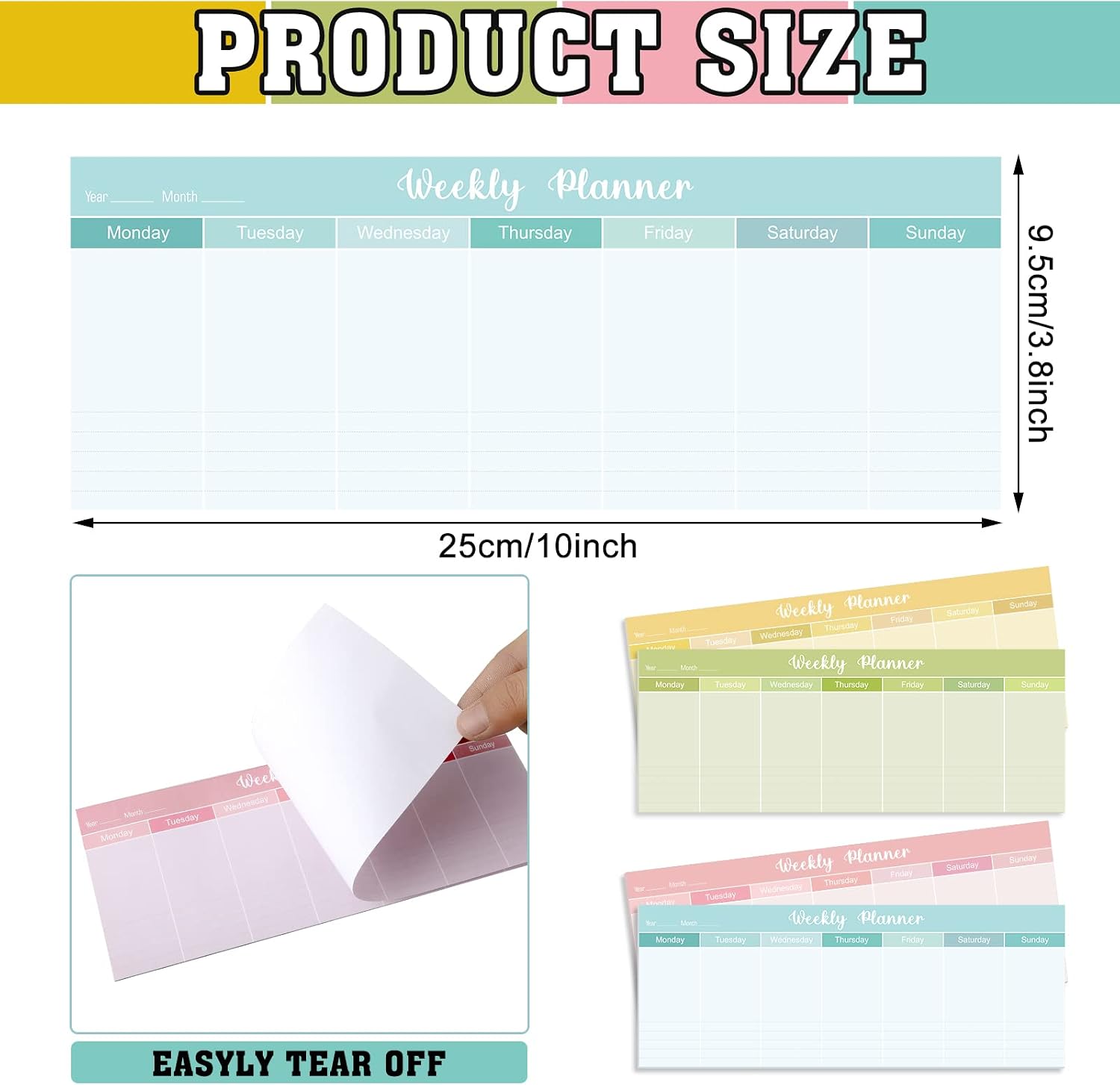 120 Sheets Weekly Planner Notepad Tear off Weekly Calendar Pad to Do List Sticky Notepad Desk Schedule Planner for