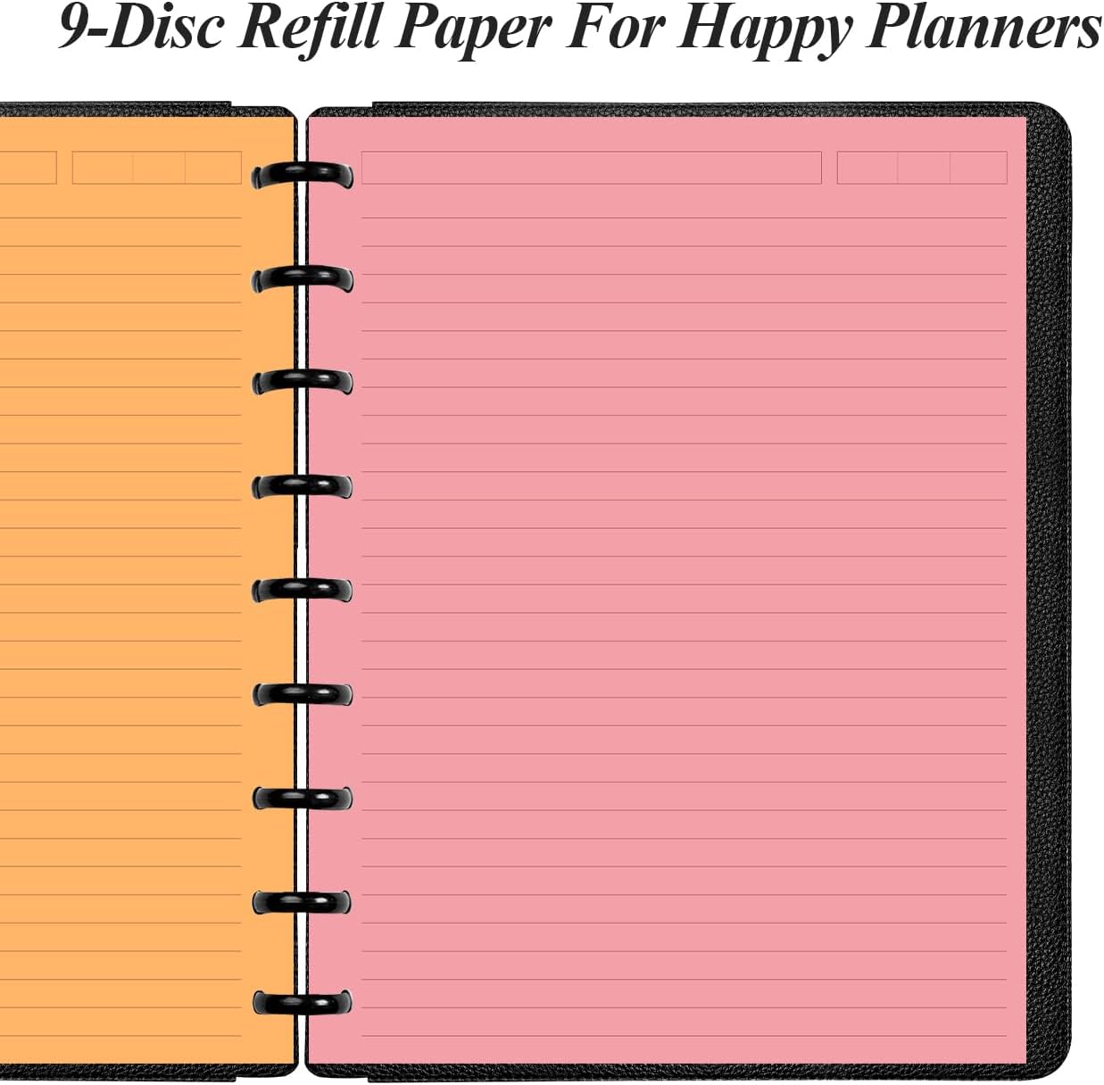 9-Disc Discbound 5 Colorful Line Paper Pre-punched Happy Planners Inserts, 100Sheets/200Pages Classic Size Line
