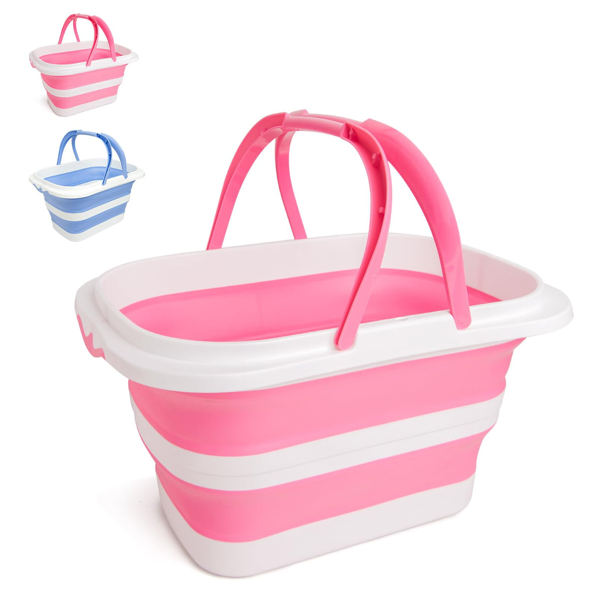 Collapsible Mop Bucket 4.2 Gallon(16L)-Pink White