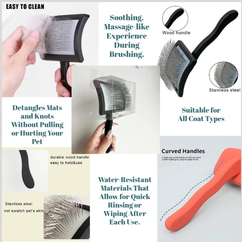 Slicker Brush Perfect For Dogs and Cats (Big and Medium Dogs, Goldendoodles, Labradoodles, Poodles and Cats) Curved