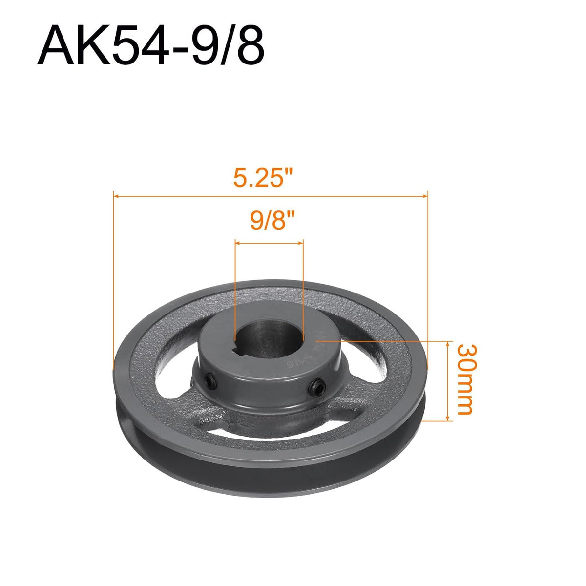 uxcell AK54-9/8 V-Belt Sheave 9/8" Bore, 5.25" OD, Single Groove Web Sheave