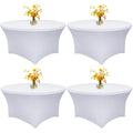 4 Pack 60 Inch Round Tablecloths White Spandex Fitted Table Covers