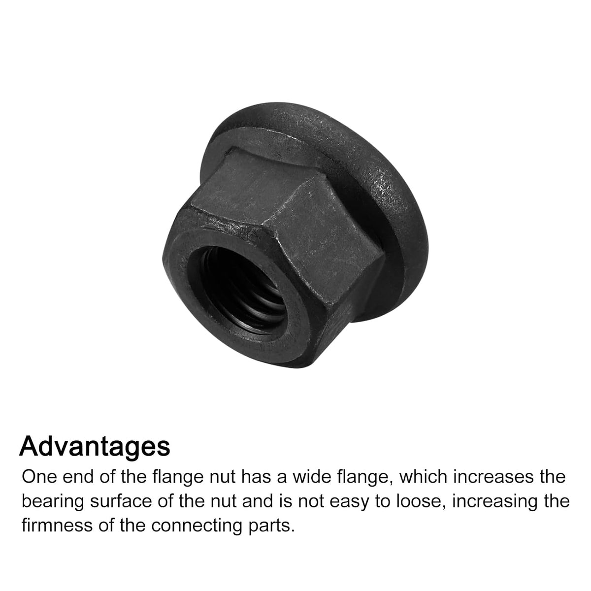 uxcell 5pcs M8 Flange Hex Nuts, Grade 10.9 Carbon Steel Black Oxide
