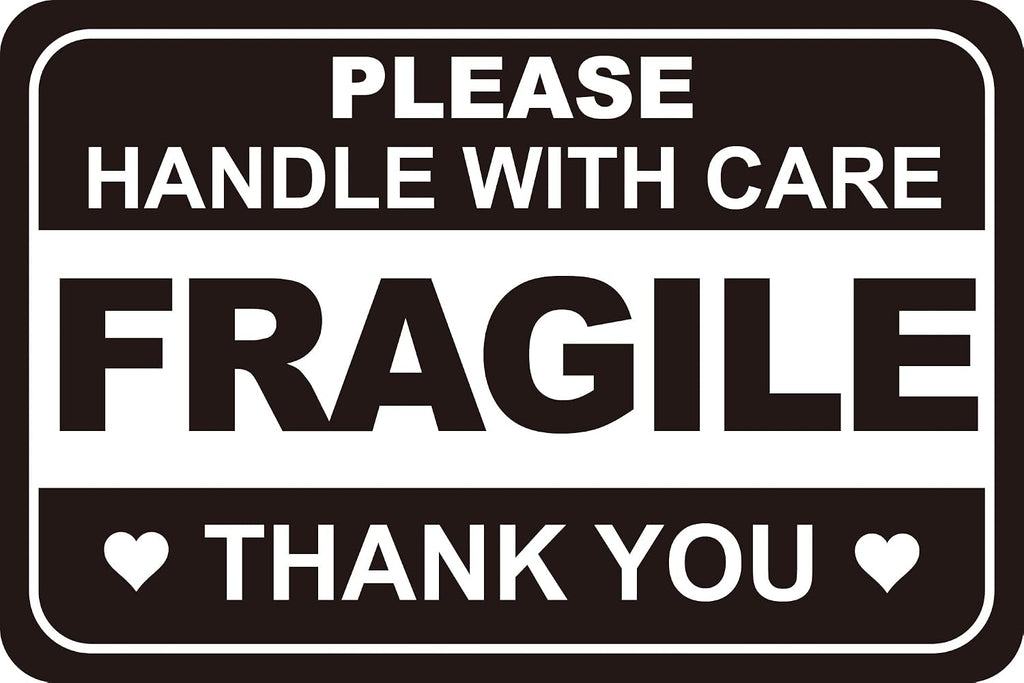 2x3 inch 200PCS Black White Fragile Handle with Care Stickers for Shipping