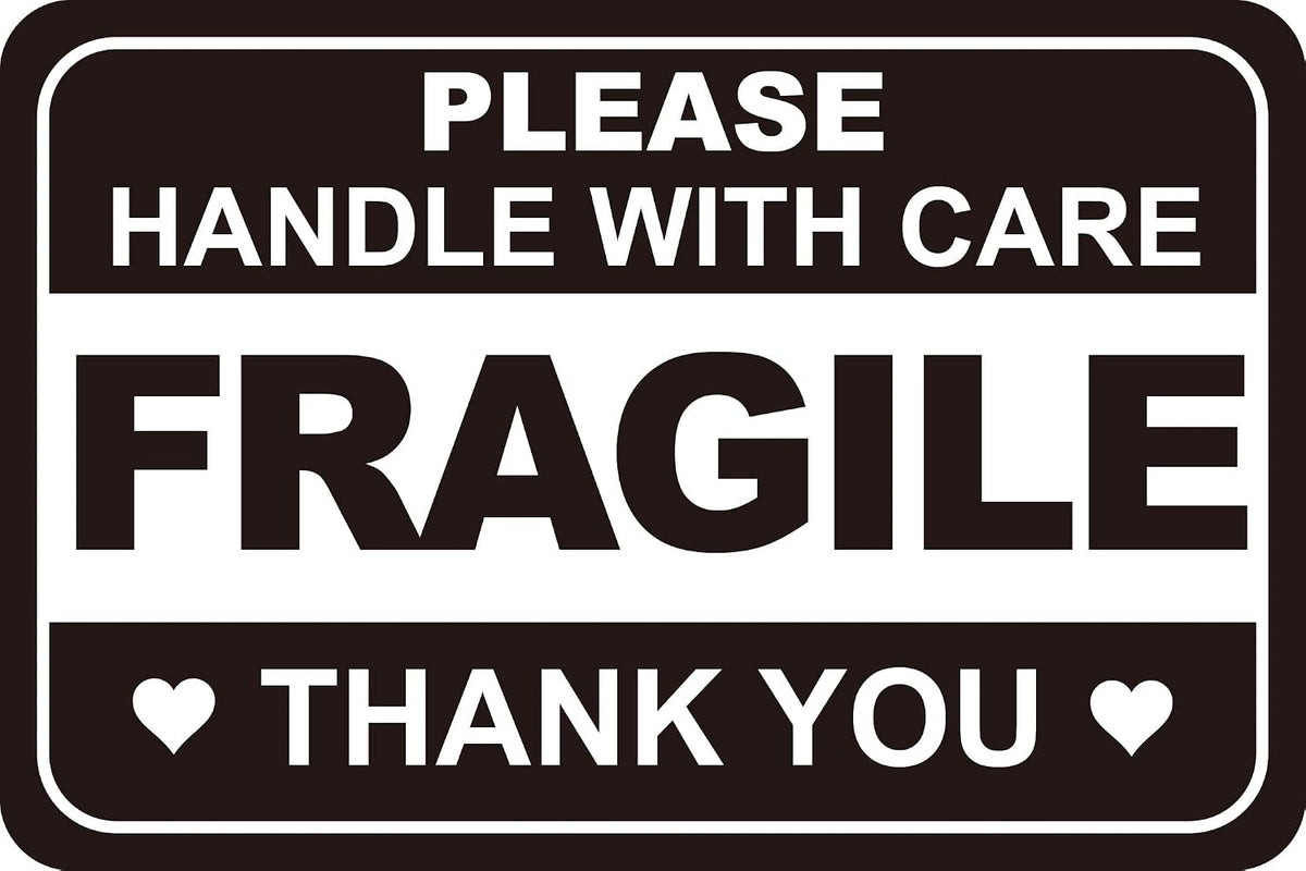 2x3 inch 200PCS Black White Fragile Handle with Care Stickers for Shipping