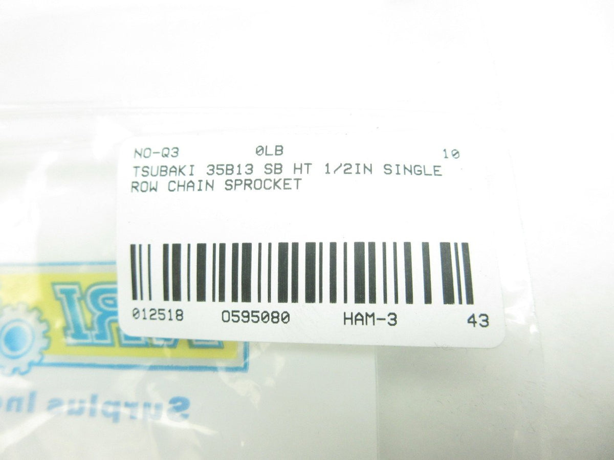 TSUBAKI 35B13 SB 1/2IN HT Single Row Chain Sprocket D595080