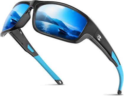 Polarized Sports Sunglasses for Men & Women Wrap Design UV Protection | HD polarized TAC Lens Reduces Glare Non-slip