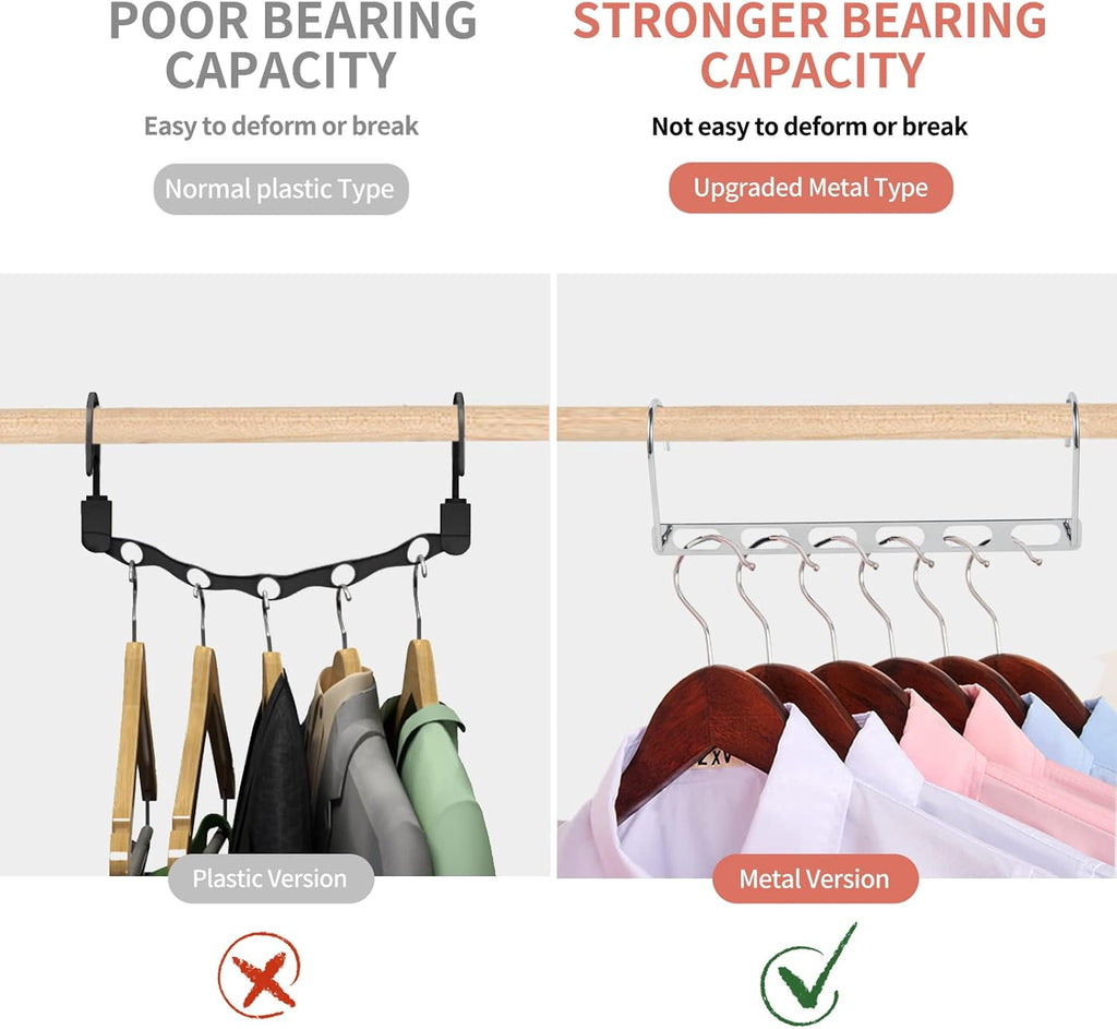 Space Saving Hangers for Clothes, 10 Pack Hanger Organizer Space Saver, Magic Metal Collapsible Closet Organizers