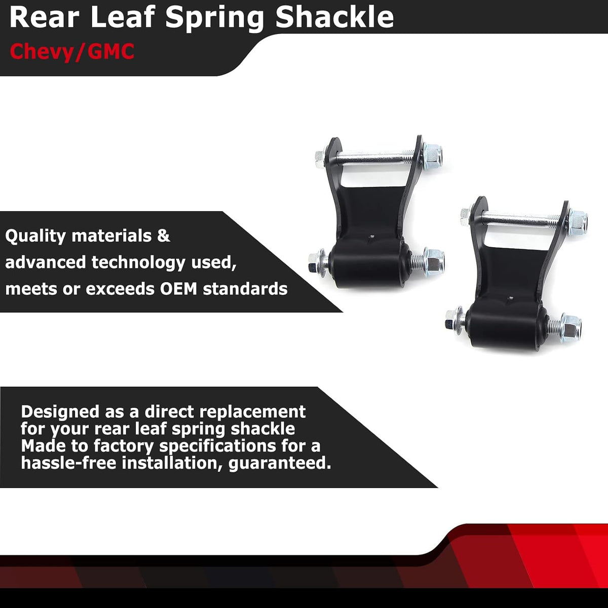 FEXON Rear Leaf Spring Shackle Kit Pair for GMC Chevy Silverado 722-029