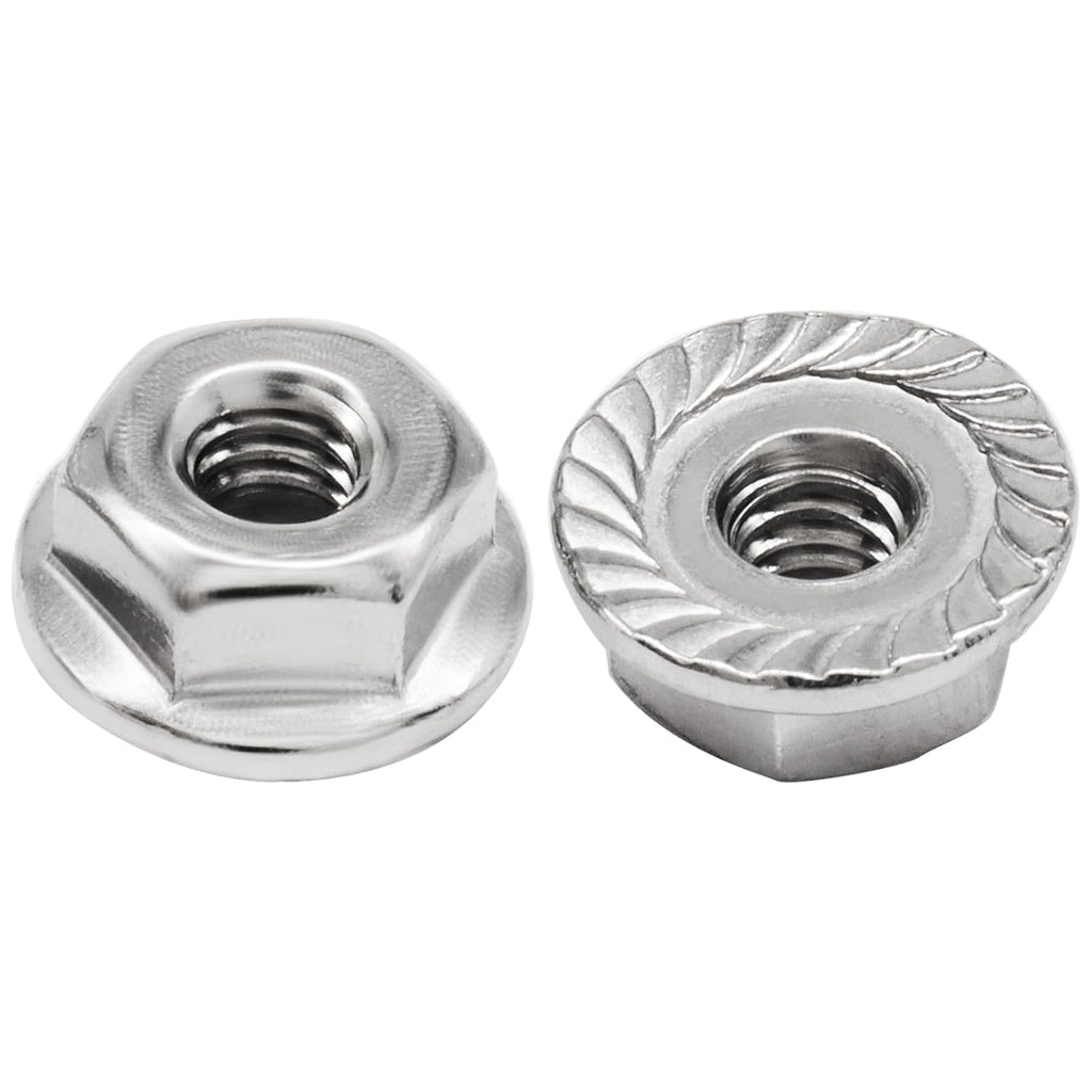 Bonsicoky #8-32 Serrated Flange Nuts, 50 Pack, Silver