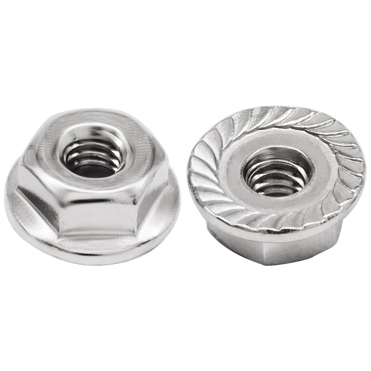 Bonsicoky #8-32 Serrated Flange Nuts, 50 Pack, Silver