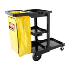 Janitorial 3-Shelf Cleaning Cart, Yellow