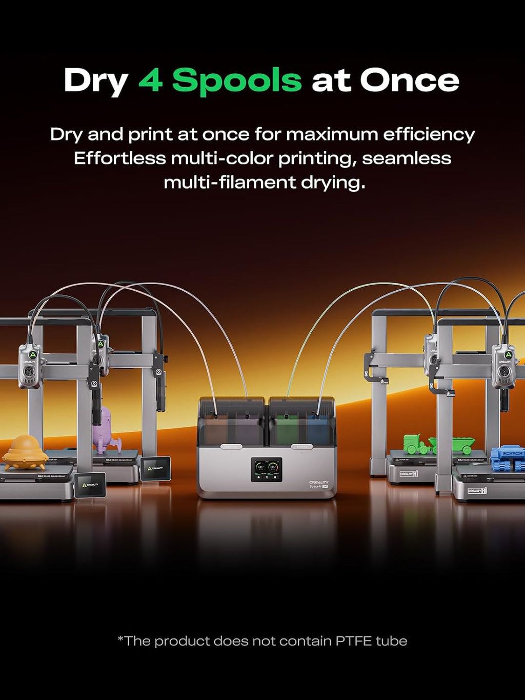 Filament Dryer Box 4 Spools, Space Pi X4 Filament Storage Box, 200W PTC Heats Up to 85°C, Dual Heating Chambers, Fast