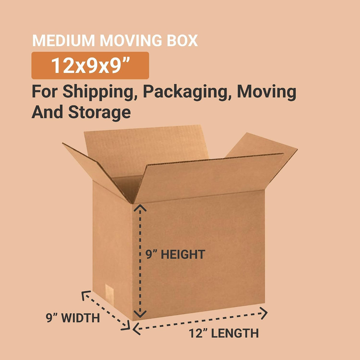 Shipping Boxes Small 12"L x 9"W x 9"H 25-Pack - Corrugated Cardboard Box for Moving, Mailing, Packing, Packaging and