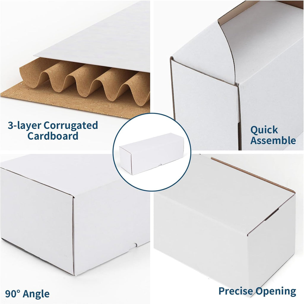 12x4x4 White Shipping Boxes Set of 25, Corrugated Cardboard Mailer Boxes for Packaging Small Business Mailing Gifts