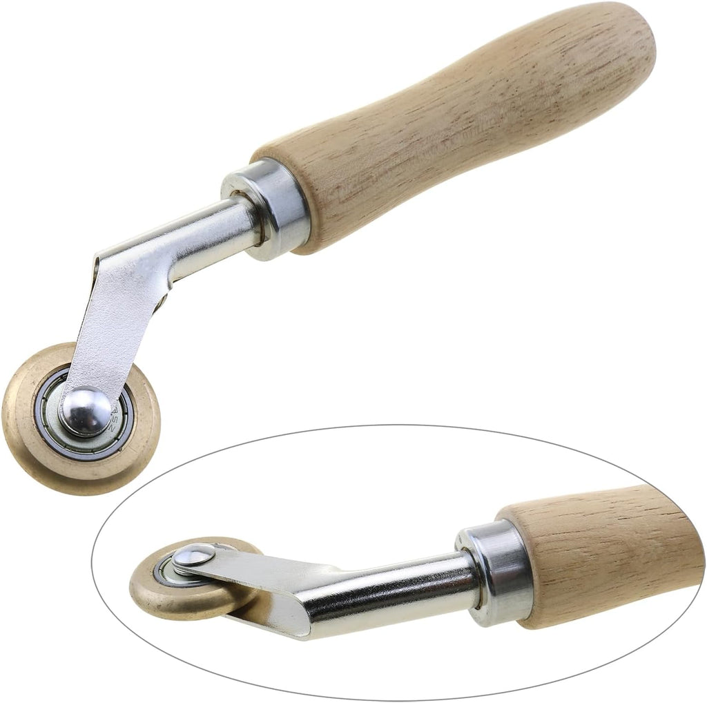 Brass Seam Roller, Roof and Vinyl Floor Detail Roller with Wood Handle