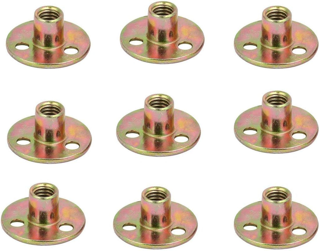 Socell 5/16"-18 T Nuts Brad Hole Carbon Steel Round Base Screw-in T-Nuts Furniture Hardware Flange Insert Female Thread T-Nut 5/16"-18（12pcs）