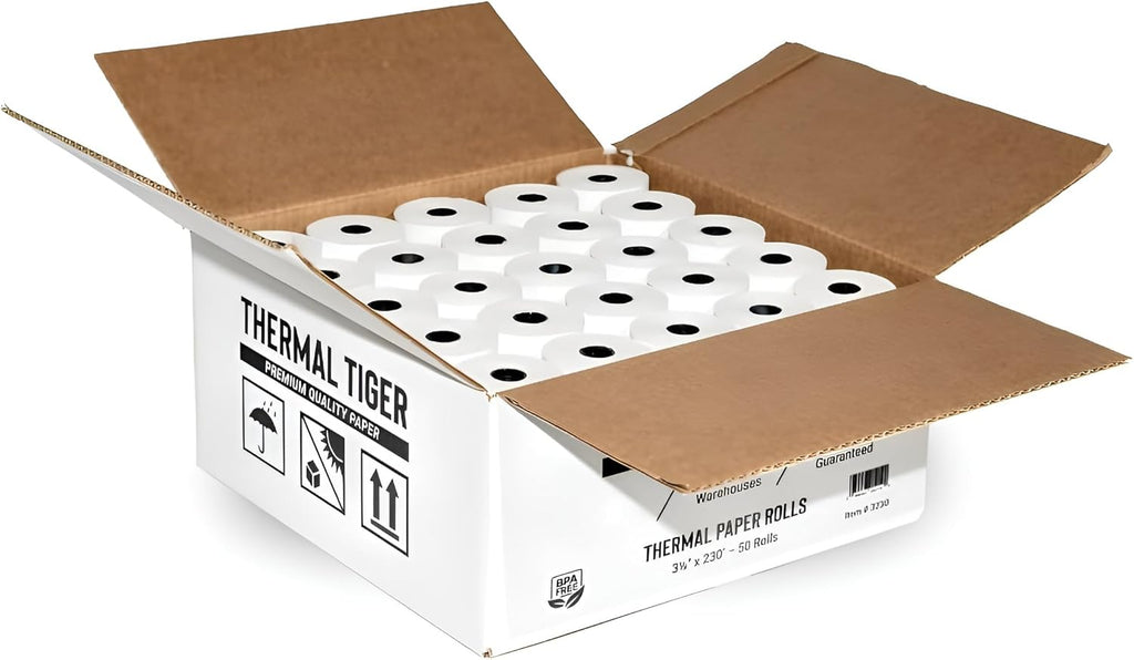 3 1/8" x 230' Thermal Receipt Paper Rolls (50 Rolls) – BPA-Free, Universal POS Compatibility for Clover, Epson, &