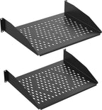 2 Pack 2U Cantilever Universal Rack Shelf, 14in Deep, 50lb Capacity