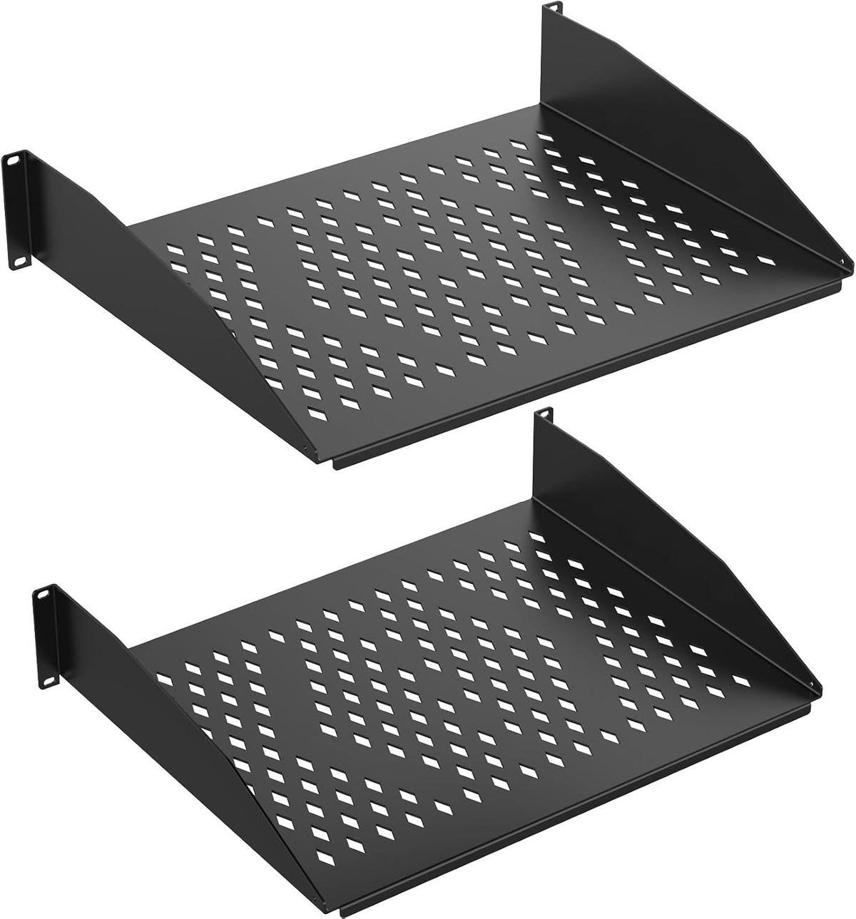 2 Pack 2U Cantilever Universal Rack Shelf, 14in Deep, 50lb Capacity