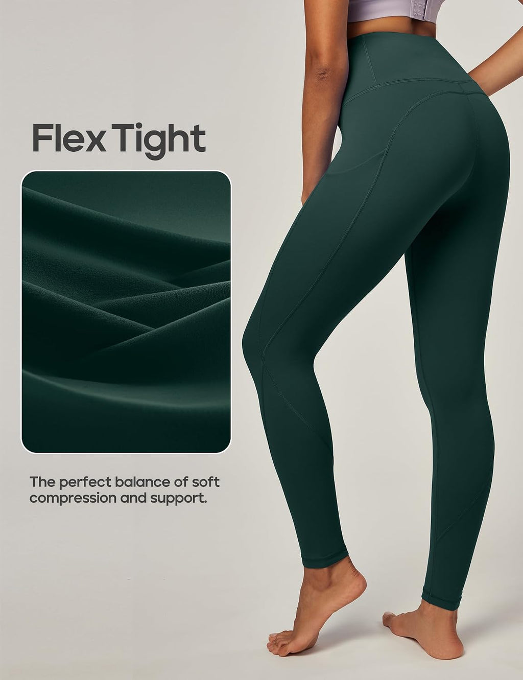 Leggings with 4 Pockets for Women Tummy Control Workout Yoga Pants