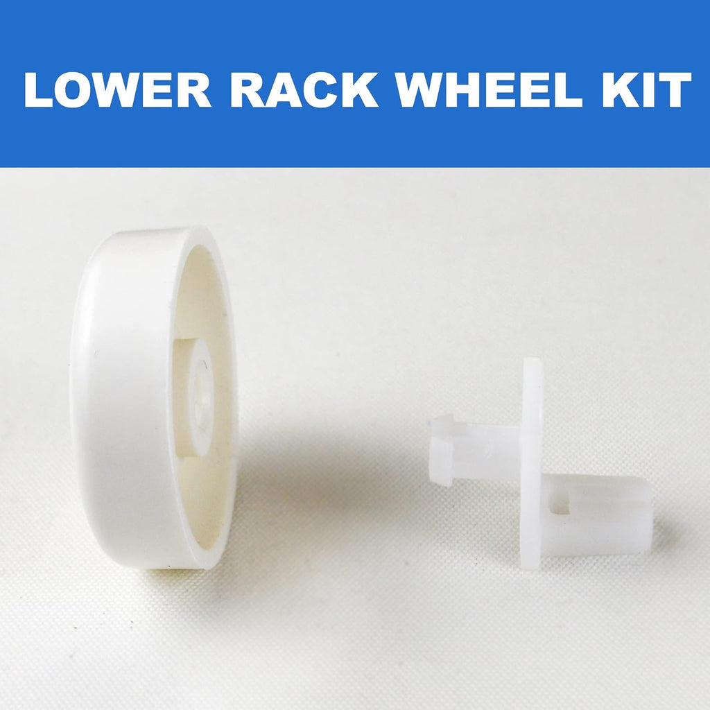 (8 Pack) Exact Replacement Dishwasher Dishrack Rollers and Studs - Lower Rack Wheel Kit Compatible with GE, Kenmore, and Hotpoint Dishwashers Part Number WD35X21038