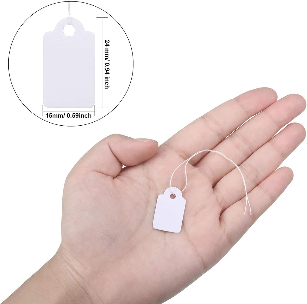 500 Pcs Small White Price Tags with String, 0.6 x 0.95 Marking Tags