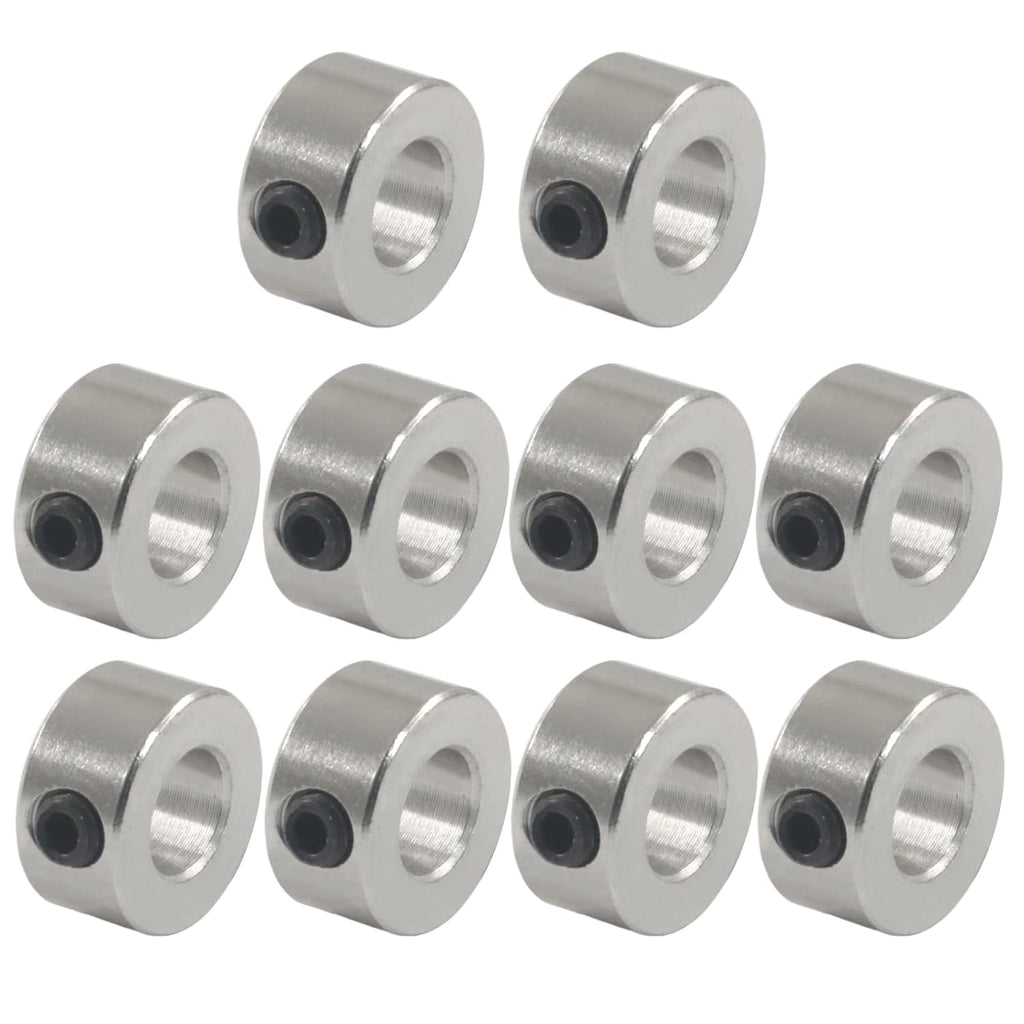 Bonsicoky Shaft Collars, 10 Pack, 5mm Bore, Aluminum, Silver