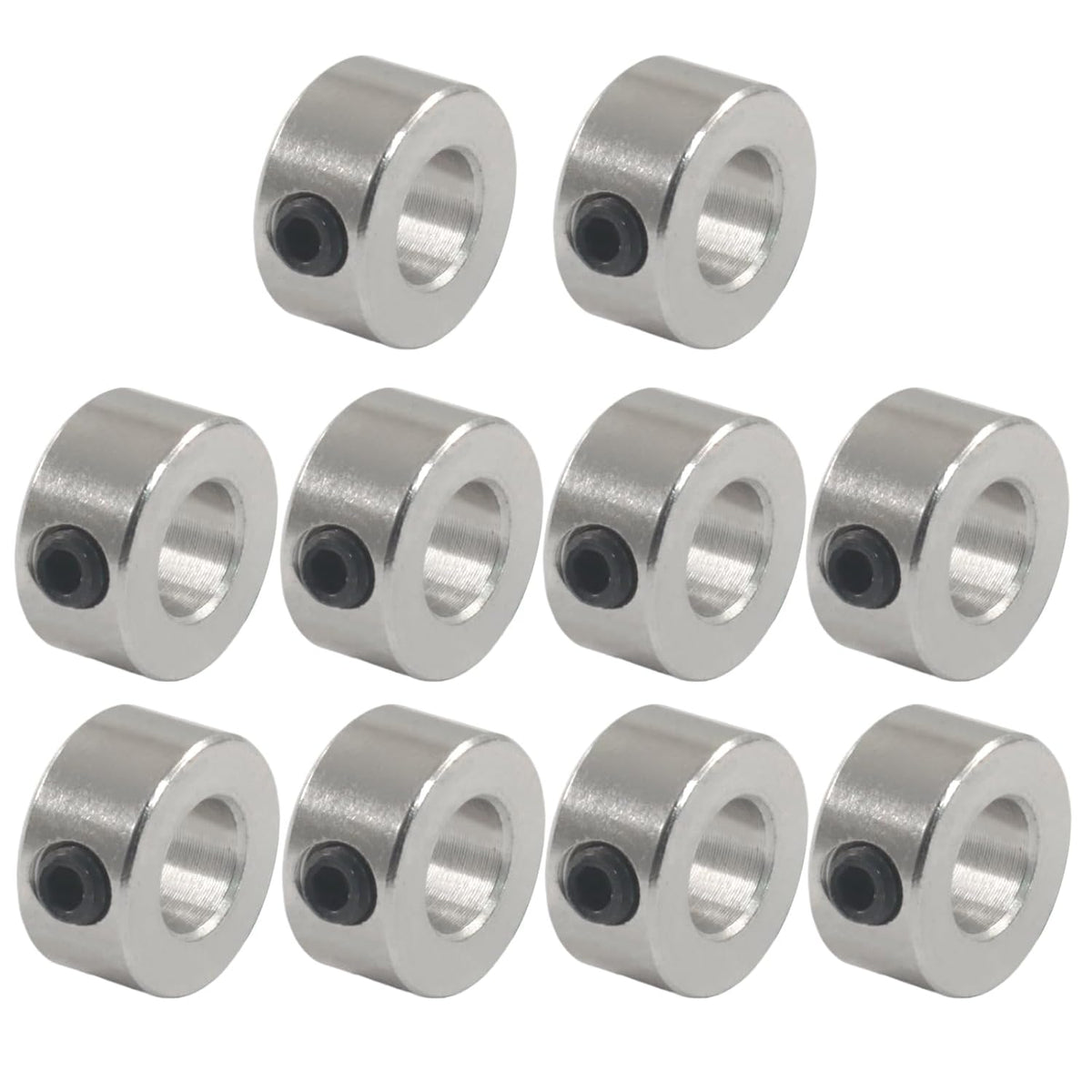 Bonsicoky Shaft Collars, 10 Pack, 5mm Bore, Aluminum, Silver