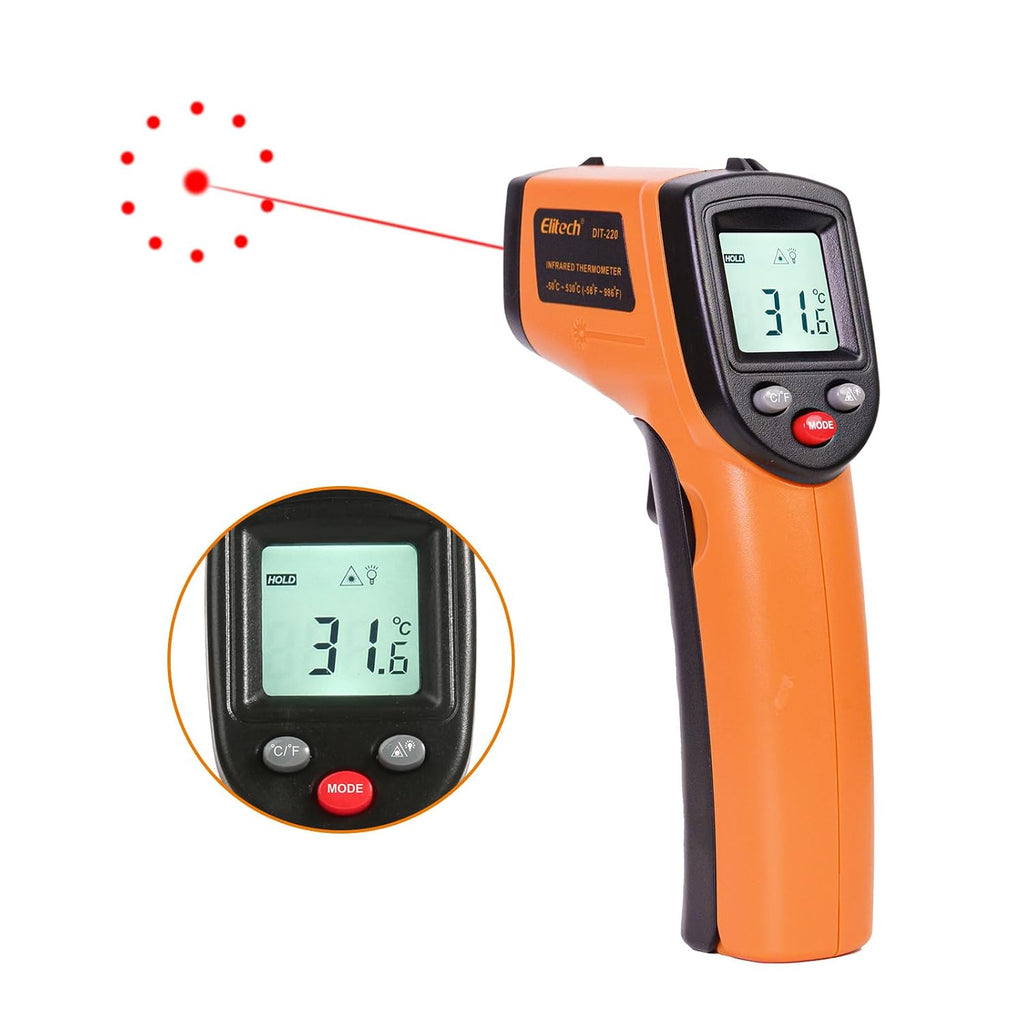 Laser Temperature Gun, Non-Contact Digital Infrared Thermometer, Adjustable Emissivity, Backlight, Handheld for