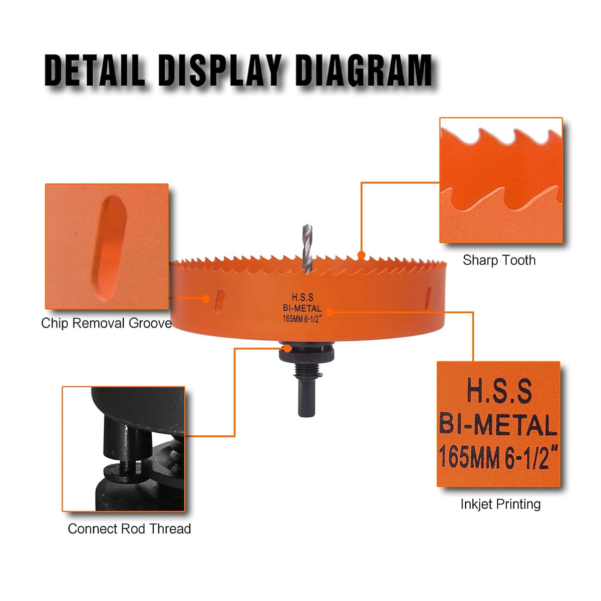 6-1/2 inch Hole Saw for Wood, Metal, Plastic & Drywall, with Arbor