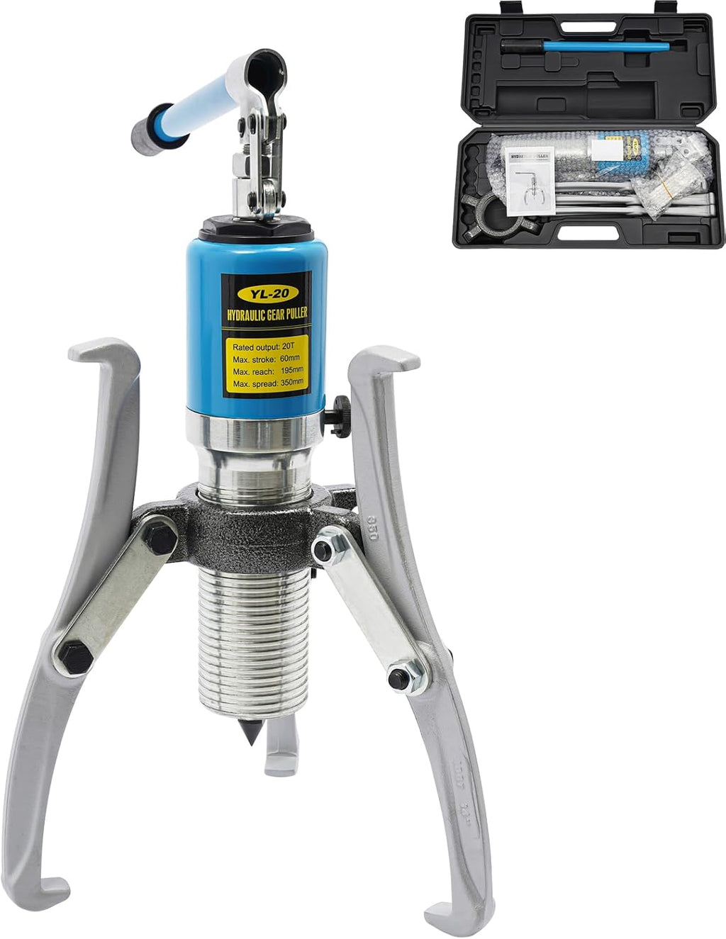 YL-20 Hydraulic Gear Puller Set,20 Ton Capacity Wheel Bearing Puller Kit,2 & 3 Jaws Pulling Separator for Wheel Hubs